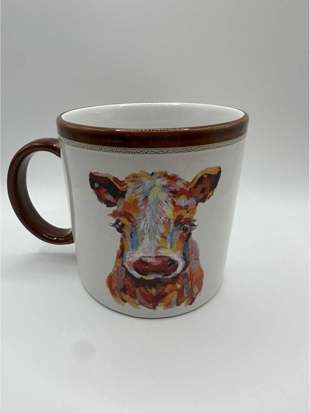 Cow Mug White 18 Oz Mainstays Farm Colorful Stoneware Coffee Tea Farmhouse
